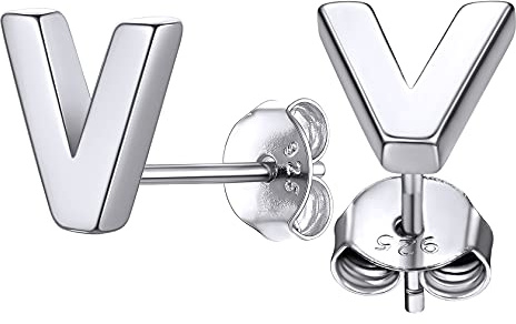 ChainsHouse 925 Silber Buchstabe Ohrstecker A-Z Initiale Alphabet Ohrringe Damen Herren Letter Ohrschmuck mit Geschenkebox für Geburtstag Weihnachten