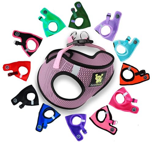 EcoBark Step in Dog Harness - Teacup Dog Harness for XXXS, XXS, XS, and Small Dogs - Soft Mesh Mini Body Halter for Toy Breeds and Puppies - Dog Harness Vest Under 5 pounds lbs (XXXS, Lilac Pink)