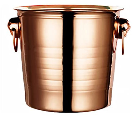 PRETYZOOM ice bucket for cocktail bar scoop black box- Thicken Stainless Steel Ice Bucket Bar Creative Ice Storage Barrel Rose Gold