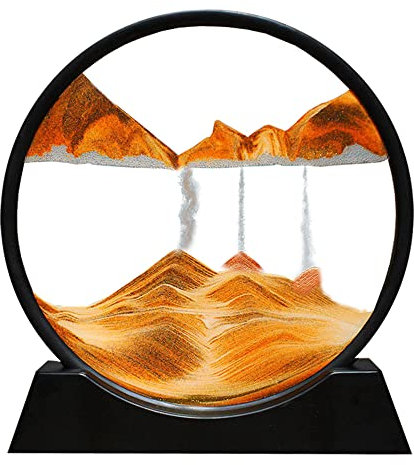 E-feilai 3D Fließende Sandkunst, Sandbilder Zum Drehen, Dynamische Sandbild, Tiefsee Sandbild Rund für Zuhause, Büro und Desktop Dekor. (Orange, 12)