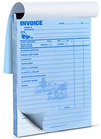 Garden Service Receipt Book for Gardening Services – 100 Pages Invoice Book for Small Business with Yellow Copy Page and White Page – Carbonless Small Notepad Receipt Paper with Easy to Fill Table