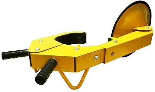 SPARES2GO Wheel Clamp Security Lock Trailer Caravan Motorhome Car Van Heavy Duty Yellow UK