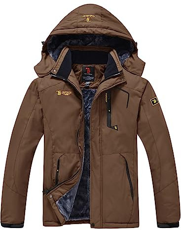 YSENTO Herren Wasserdicht Skijacke Atmungsaktiv Fleece-Futter Winterjacke Warm Funktionsjacke Outdoor Wanderjacke(Kaffee,XL)