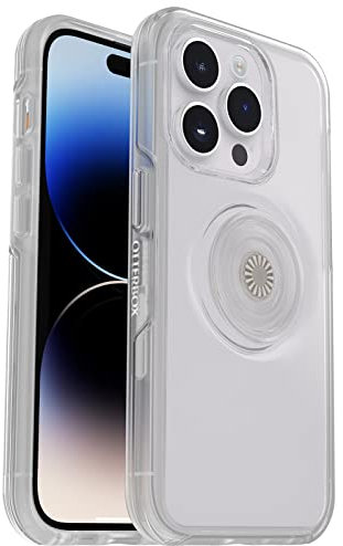OtterBox iPhone 14 Pro Max (ONLY) Otter + Pop Symmetry Series Clear Case - Clear, Integrated PopSockets PopGrip, Slim, Pocket-Friendly, Raised Edges Protect Camera & Screen