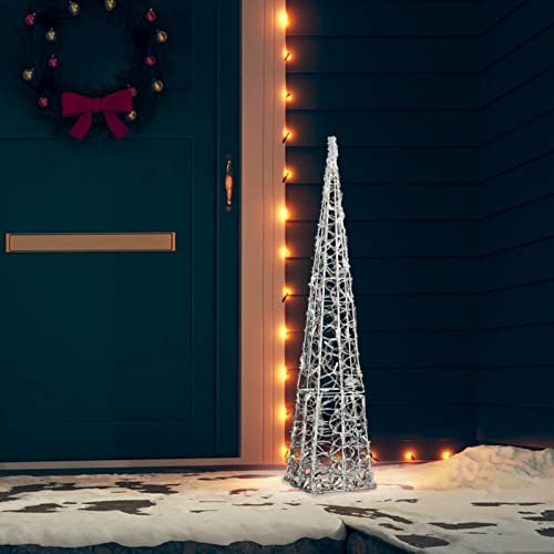 Tidyard LED Leuchtkegel Weihnachtsbeleuchtung Weihnachtsdeko Weihnachten Dekorationsleuchte Lichterpyramide Acryl Deko Kaltweiß 90 cm