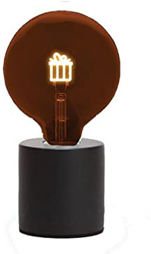 meineWunschleuchte Tischlampe Beton Schwarz Ø 9cm mit Deko Glühbirne Geschenk