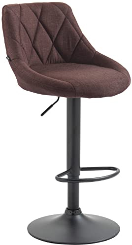 CLP Barhocker Lazio Mit Stoffbezug I Drehbarer Thekenhocker Mit Fußstütze I Höhenverstellbarer Barstuhl Mit Trompetenfuß | Farbe braun Gestell Farbe schwarz