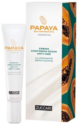Zuccari Augencreme, Anti-Age, belebend, 18 ml, Tube mit Bio-Papaya, Peptiden, Vitamin PP und Koffein, Anti-Aging-Behandlung für Augenringe und Taschen
