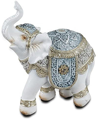 formano Dekofigur Elefant 13 cm mit Relief und Spiegel-Elementen veredelt handbemalt Figur Afrika Tierfigur