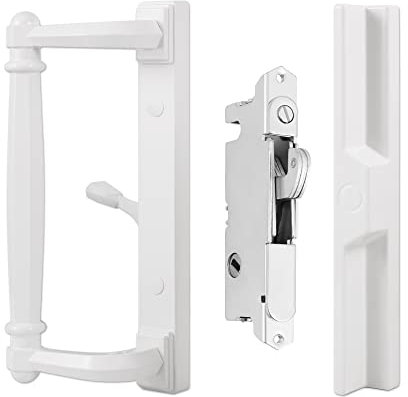 House Guard 20002 Series Patio Door Lock and Handle Set Choices That Add a Unique Signature to Your Patio Doors Glass Sliding Door Handle (White)