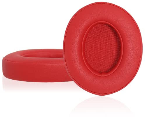 Professional Replacement Ear Pads for Beats Studio 2 & 3 Wired & Wireless (B0501, B0500) Headphones, Premium Headphones Earpads Cushions with Softer Leather and Memory Foam, Red