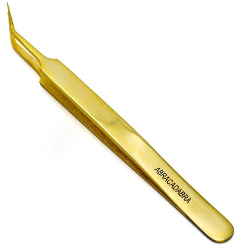 LLBA Lash Tweezer Professional Volume False Lash Application Tool | Multi Shapes & Purposes Tweezers | Non-Slip Grip Tweezers for Volume, Isolation & Classic Lashes (Gold, Abracadabra Isolation)