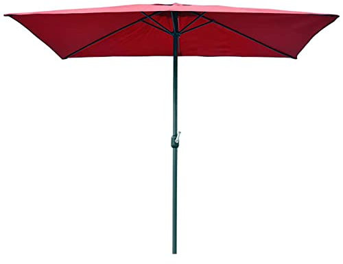 LBONG Sonnenschirm 200cm Balkon Gartenschirm höhenverstellbar Strandschirm Mit Knickbar (Red)