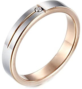 Homxi Rings for Women,Womens Ring Tungsten Round 4mm Cubic Zirconia Rings Women Rose Gold Woman Ring Size J 1/2