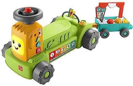 Fisher-Price Ríe y aprende Tractor 4 en 1 Correpasillos transformable con Actividades, Luces y Sonidos, bebés +6 Meses (Mattel HRB83)