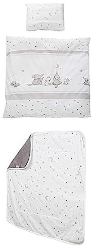 roba Babybettwäsche 80 x 80 cm - Sternenzauber - Wiegenbettwäsche Baby Set 2 teilig - Baumwolle - Weiß Babydecke Sternenzauber - 80 x 80 cm - Jerseydecke aus Baumwolle