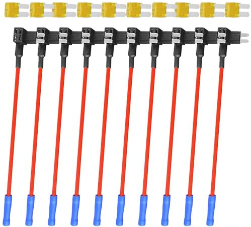 Micro 2 Fuse Tap 10 Pack - Upgraded ATR Blade Fuse Holder(2024 New), 12V Car Add-a-Circuit Fuse Tap Adapter with 10 Pcs 5 Amp Micro2 Blade Fuses Kit