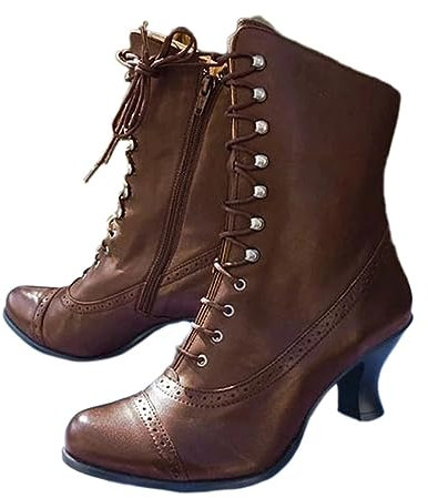 ticticlily Damen Stiefel Vintage Viktorianische Stiefel Schnüren A Braun 39