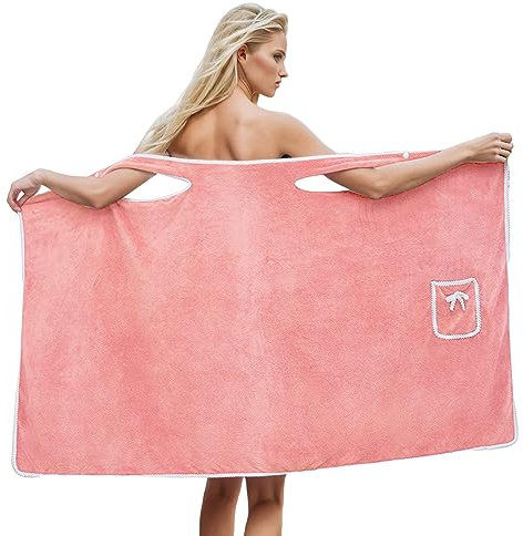 Générique Serviette de Natation Sauna Spa Femme Flanelle Peignoir Absorbant et Confortable Robe de Chambre Sortie de Bain en Peluche Serviette de Sauna Court Séchage Rapide Bathrobe avec Poches