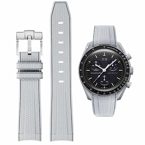 HEYOZURY Armbänder für Moonswatch Uhr Gummi für Omega x Swatch MoonSwatch 20mm Rolex Seiko Uhr Silikon Männer mit Edelstahl Ersatz Armband Original Armband Omega x Swatch MoonSwatch Speedmaster