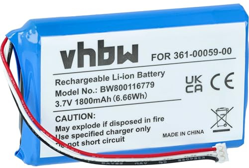 vhbw Akku Ersatz für Garmin 361-00059-00 | 020-00218-05, 010-01043-01 für GPS Navigation Navi (1800 mAh, 3,7 V, Li-Polymer)