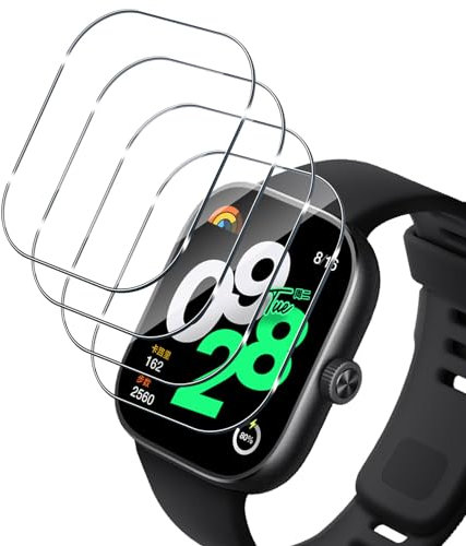 HidWee Schutzfolie Kompatibel mit Xiaomi Redmi Watch 4 für Panzerglas, 4 Stück 9H Härte Displayschutz, Anti-Kratzen Panzer Schutz Glas, Anti-Bläschen Panzerfolie, HD Clear Displayschutzfolie