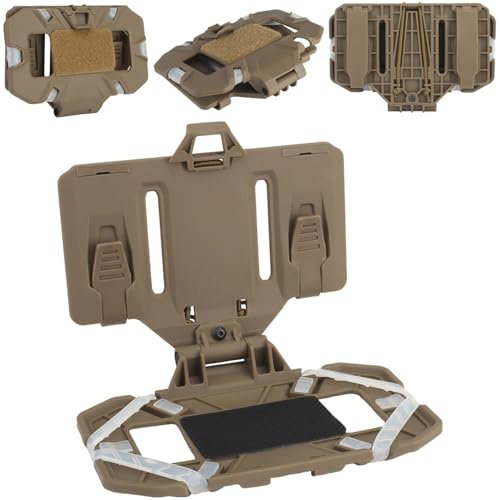 Disratw Tactical Plate Carrier Vest Attachments Universal Molle Phone Chest Mount Phone Holder Quick Release Folded Navigation Board for Screen Size 4.7-6.7 (Tan)