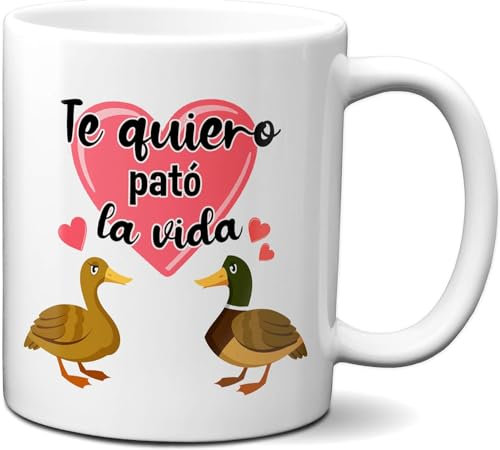Taza de Desayuno para Parejas con Bonitas Frases Te Quiero pató la Vida - Regalo Original Taza con diseños Coloridos para Enamorados Novios y Novias San Valentín - Taza para Enamorados