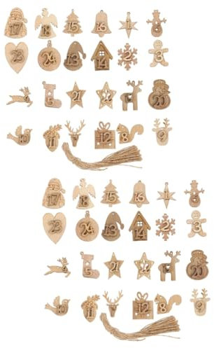 PRETYZOOM 2 Sätze Kalender Charme Weihnachtsverzierungen Weihnachtsetiketten Für Weihnachtskalender Hängen Nummernschilder Adventskalender Diy Hölzern Zubehör Weihnachten