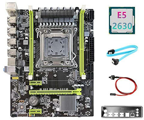 AMIUHOUN Tarjeta madre X79 mejorada X79 Pro+E5 2630 CPU+cable SATA+cable de conmutación + deflector M.2 NVME LGA2011 para