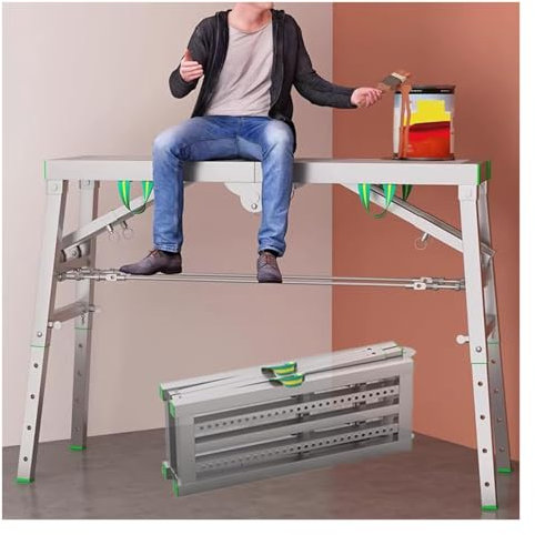 Verstellbare Arbeitsbühne, 400 kg, tragbares Klappgerüst, Mehrzweckleiter und Plattform, breit, robustes Gerüst