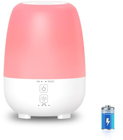 SPLITSKY 150ML Cordless Essential Oil Diffuser, Built-in 6000mAH Rechargeable Battery, 6 Hours Run Time, 7 Colors LED Light, Portable Aromatherapy Diffuser for Home, Outdoor, Travel (White)