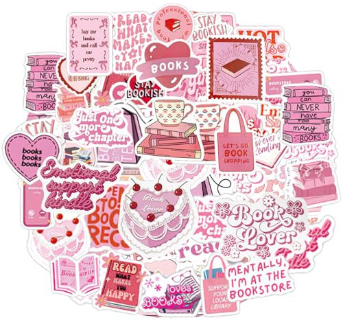 60 pegatinas rosas, pegatinas estéticas impermeables, pegatinas autoadhesivas bonitas, pegatinas de lectura para botellas de agua, álbumes de recortes, cuadernos, portátiles, libros (estilo 1)