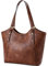 VASCHY Handtasche Damen, Shopper Tasche Groß Henkeltaschen Vegan Leder Tote Bag für Schule Arbeit Uni Einkauf Reise,Braun