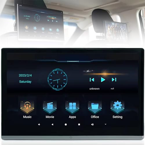 POCDOKYZ Android-Kopfstützenmonitor fürs Auto, 13,3-Zoll-Videoplayer für die Kopfstütze des Autos, 4 GB + 64 GB, unterstützt Miracast und Airplay, Android 12-System,1PCS