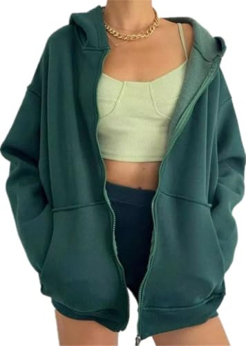 BaeKnyin Erwachsene Kapuzenjacke mit Reißverschluss, lässiges Kapuzensweatshirt mittleren Alters-Green-S1