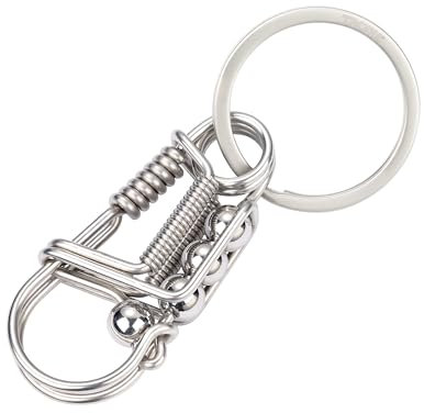 TROIKA Schlüsselanhänger und Karabiner mit Federfunktion DRAHTZIEHER 316 Edelstahl handgefertigt aus einem Draht, silberfarben Original