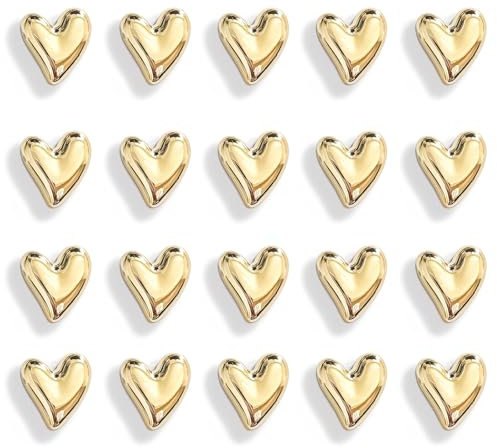 20 Stück Gold Herz Magnete Kühlschrank,Kleine Dekorative Magneten für Kühlschrank & Magnettafel,3D Kühlschrankmagnete in Herzform für Whiteboard, Tafel & Büro Deko, Magnet Set für Kinder & Erwachsene.