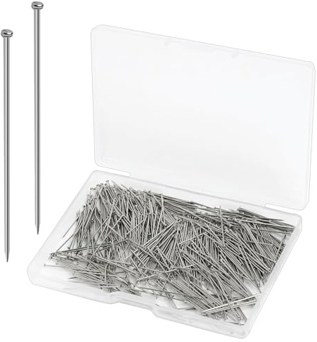 Alfileres de Costura de Acero Inoxidable de 26 mm, Agujas de Cabeza Fina, Alfileres Rectos de Satén para Fabricación de Joyas, Costura y Manualidades (500 Piezas)