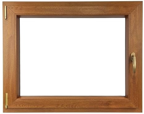 ALUCON Fenster 1000x800 mm – Fenster 100x80 cm – Kunststofffenster Innen Goldene Eiche/Außen Goldene Eiche – Flügelfenster DIN Links