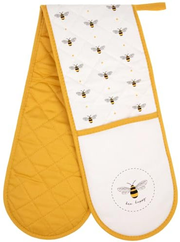 Double Oven Glove Bee Design Oven Glove Heat Protection Kitchen Oven Gloves - Bumble Bees (L90 x W17cm)