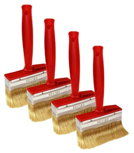 Niaciswe 4 Stück Flächenstreicher Wandpinsel Kunststoffborsten Wandpinsel Lasurpinsel Pinsel Flachpinsel Malerpinsel für Wand Möbel Zaun Holz für LöSemittelhaltige Lacke Lasuren Bemalen Von WäNden