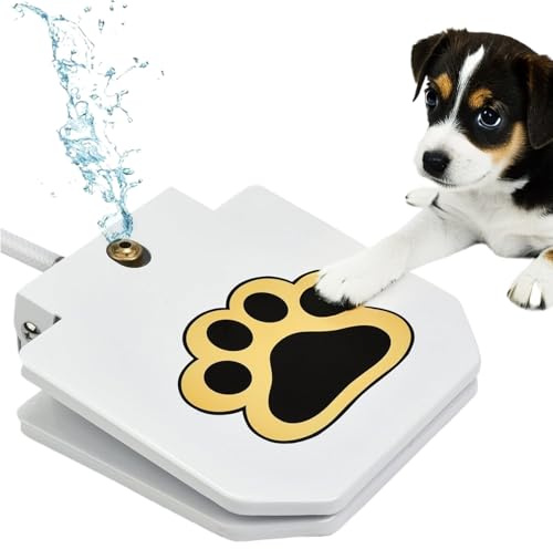 Youngwier Fontana per cani con azionamento passo, giocattolo da giardino con funzione pedana – fontana regolabile in pressione per giardino, , terrazzo
