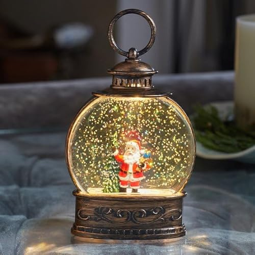 Marco Paul Light Up Christmas Snow Globe Battery Operated Santa Scene with Warm White LEDs Novelty Xmas Snow Shaker Ornament Festive Décor for Home Tabletop Display