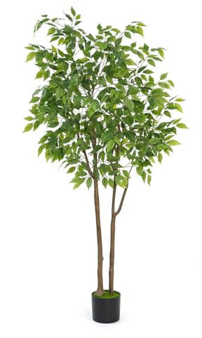 Thaookte Artificial Plants Artificial Ficus Tree 160 cm, Large Green Birch Fig in Black Pot, Large Plants in Pot for Indoor Home Office Garden Modern Decoration Housewarming Gift
