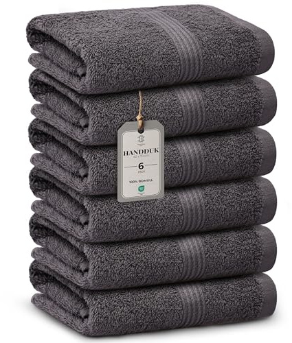 HomeBurg Luxe 6er Set Handtücher - Weiche & Saugfähige Baumwolle,Schnelltrocknend, Pflegeleicht, 40×70 cm, Grau