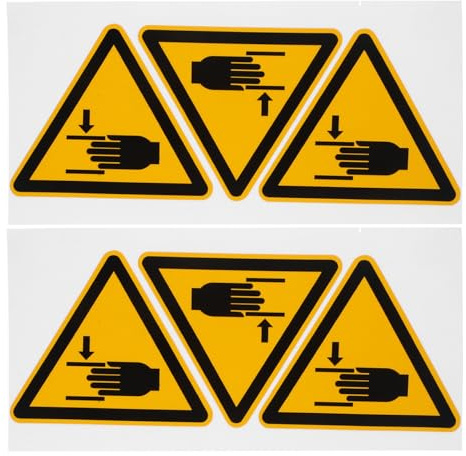 Safety Warning Labels, 6Pcs Safety Warning Labels Adhesive Caution Stickers | 100Mm Equilateral Triangle Hand Warning Signs for Machinery Safety Compliance Indoor or Outdoor Stickers