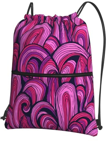 SMAZDFXX Damen- und Herren-Rucksack im Retro-Stil mit Buntstift-Kritzeleien in Neonfarben, Kordelzug und Reißverschlusstasche
