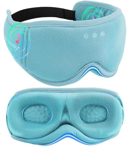 TOPOINT Bamboo Cotton Bluetooth Sleep Mask with Headphones, 100% Light-Blocking 3D Sleep Eye Mask, Sleep Headphones for Travel, Napping, Side Sleeping and Office, Suitable for Both Men and Women