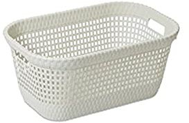 DEA HOME Z438M008 Cesta Portapanni Rattan, 45 L, 60x40x26, Bianco